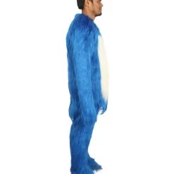 HPO Furry Sonic The Hedgehog | Men's White And Blue Straight Long Furry Hedghog Cosplay Costume