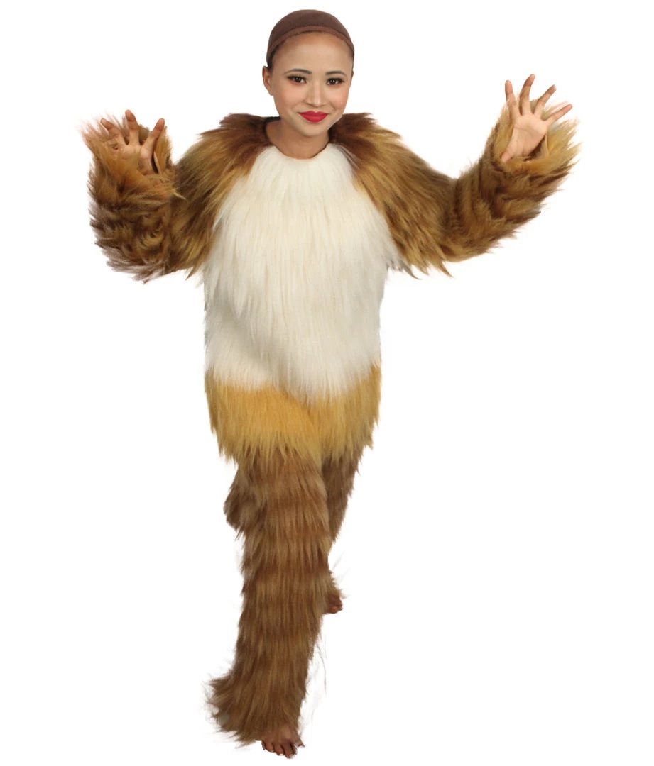 HPO Furry Fox Collection | Women's White And Brown Straight Long Furry Fox Cosplay Costume With Tail 1 HPO Furry Fox Collection | Women's White And Brown Straight Long Furry Fox Cosplay Costume With Tail