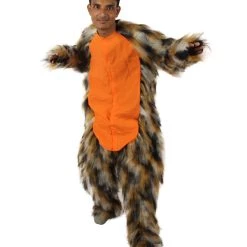 HPO Orange And Brown Spotted Leopard Costume - Long Synthetic Fibers