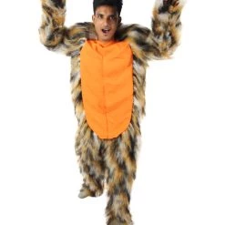 HPO Orange And Brown Spotted Leopard Costume - Long Synthetic Fibers