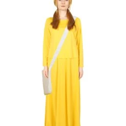 HPO Adult Women's Dress Handmaid With Bag And Bonnet Costume | Orange Cosplay Costume