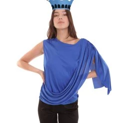 HPO Adult Women's Miss Statue Of Liberty Independence Costume | Blue Cosplay Costume
