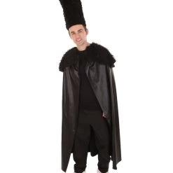 HPO Adult Men's Faux Fur Cape | Black Halloween Costume