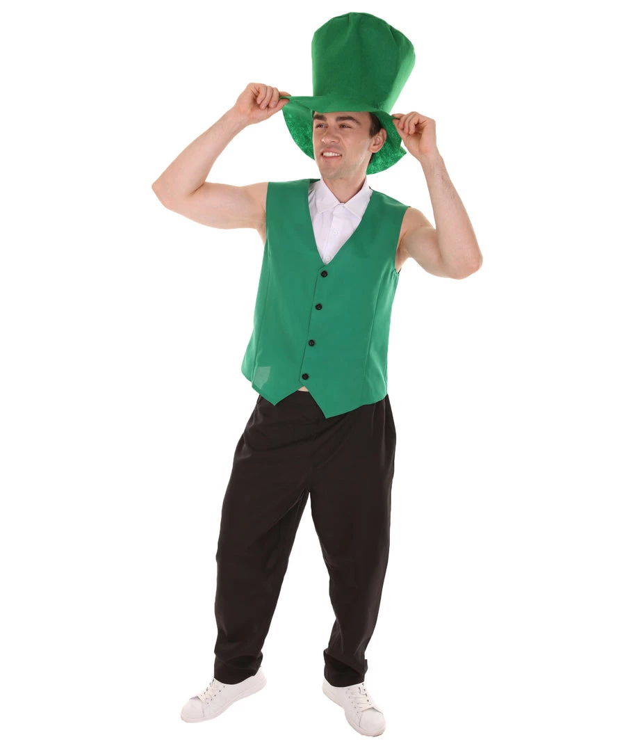 HPO Adult Men's Irish Leprechaun Costume | Green And Black Cosplay Costume 1 HPO Adult Men's Irish Leprechaun Costume | Green And Black Cosplay Costume