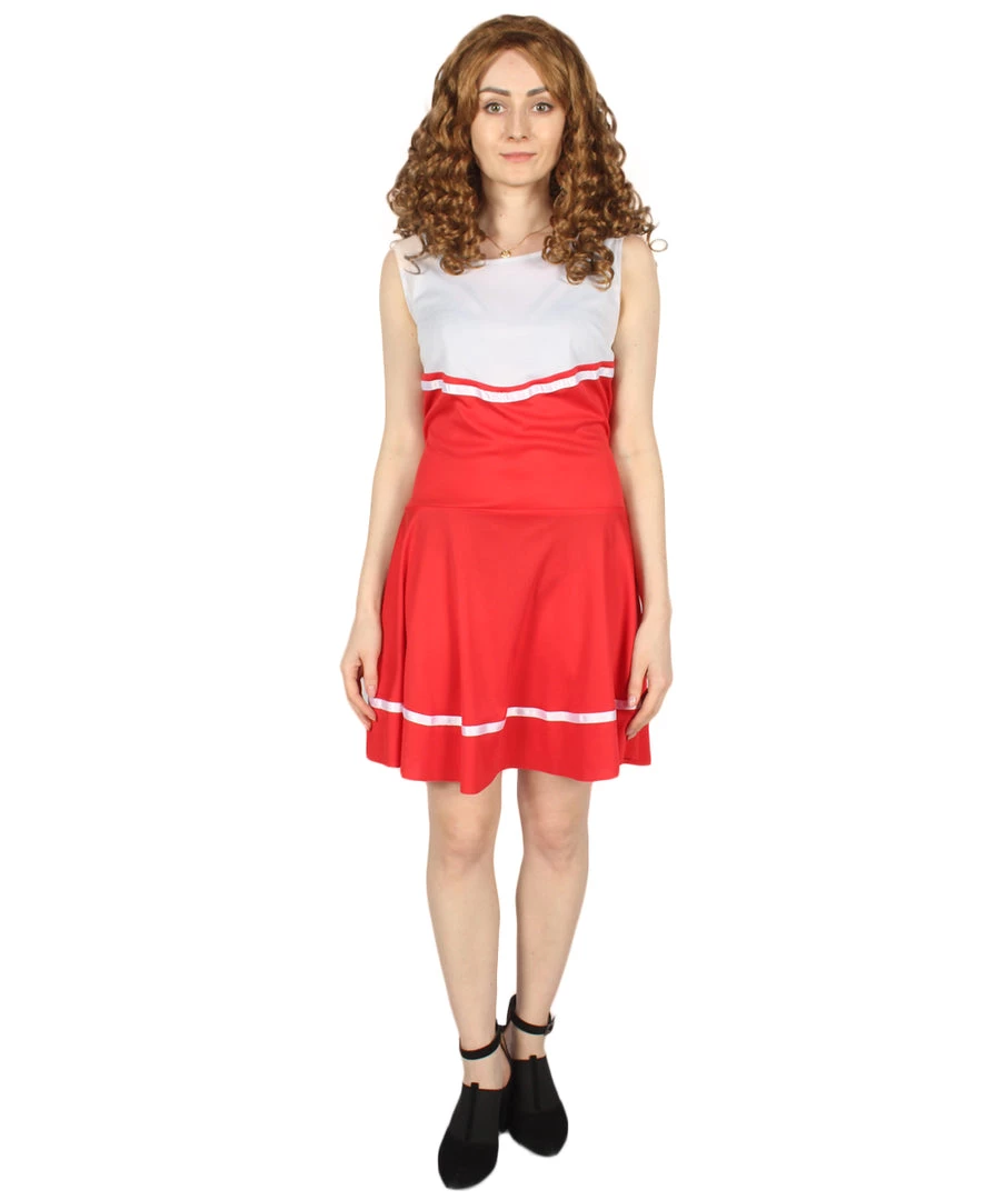 HPO Adult Women's Cheerleader Costume | Red And White Halloween Costume 1 HPO Adult Women's Cheerleader Costume | Red And White Halloween Costume