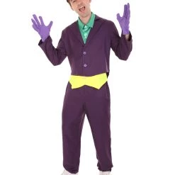 HPO Adult Men's Deluxe Clown Purple Suit Costume | Multi Color Halloween Costume