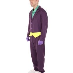 HPO Adult Men's Deluxe Clown Purple Suit Costume | Multi Color Halloween Costume