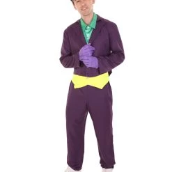 HPO Adult Men's Deluxe Clown Purple Suit Costume | Multi Color Halloween Costume
