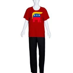 HPO Adult Women's Elephant President Hair Style T-shirt Costume | Red Halloween Costume