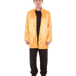 HPO Adult Men's Chinese Traditional Martial Arts Kung Fu Uniform Costume | Orange Cosplay Costume