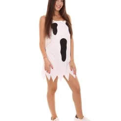 HPO Adult Women's Jersey Ghost Dress Costume | White Horror Halloween Costume