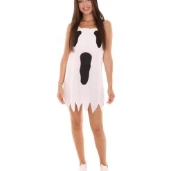 HPO Adult Women's Jersey Ghost Dress Costume | White Horror Halloween Costume