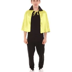 HPO Adult Men's Vampire Cape Costume | Yellow & Black Halloween Costume