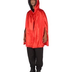 HPO Adult Men's Reversible Hooded Short Cape Costume | Multiple Color Options Halloween Costume
