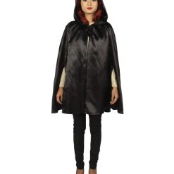 HPO Adult Women's Reversible Hooded Short Cape Costume | Multiple Color Option Halloween Costume