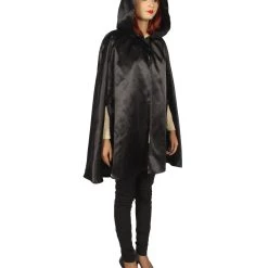 HPO Adult Women's Reversible Hooded Short Cape Costume | Multiple Color Option Halloween Costume