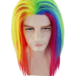 HPO Rainbow Rapper | Multicolor Straight Medium Length Music Icon Wig | Premium Halloween Wig