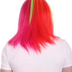 HPO Rainbow Rapper | Multicolor Straight Medium Length Music Icon Wig | Premium Halloween Wig