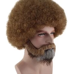 HPO Painter Small Afro Wig With Full Beard And Moustache Set | Brown Celebrity Wigs | Premium Breathable Capless Cap SALE 14 HPO Painter Small Afro Wig With Full Beard And Moustache Set | Brown Celebrity Wigs | Premium Breathable Capless Cap SALE