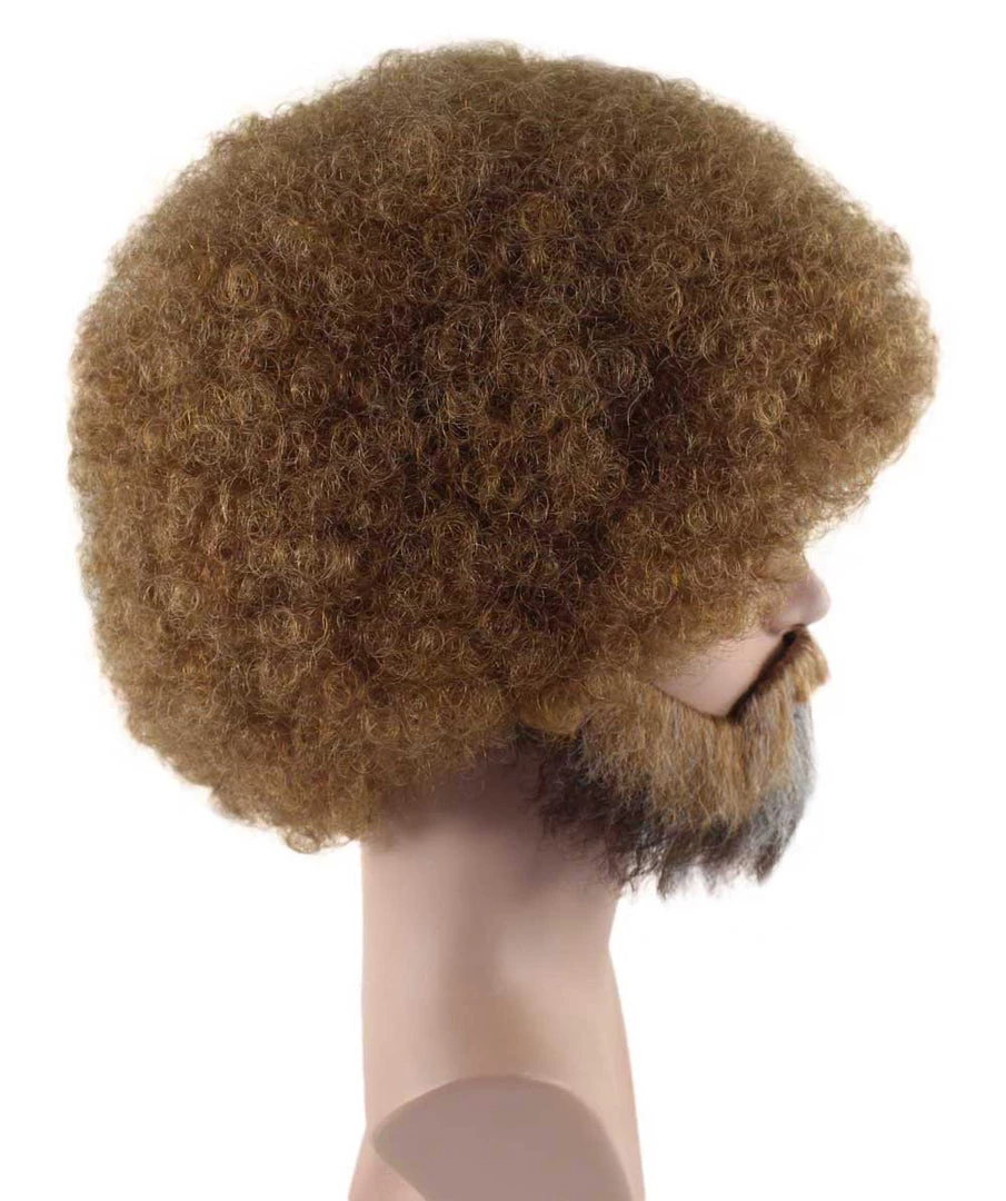 HPO Painter Small Afro Wig With Full Beard And Moustache Set | Brown Celebrity Wigs | Premium Breathable Capless Cap SALE 5 HPO Painter Small Afro Wig With Full Beard And Moustache Set | Brown Celebrity Wigs | Premium Breathable Capless Cap SALE