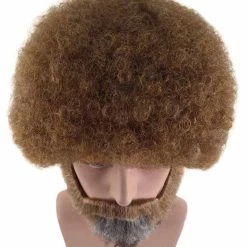 HPO Painter Small Afro Wig With Full Beard And Moustache Set | Brown Celebrity Wigs | Premium Breathable Capless Cap SALE 15 HPO Painter Small Afro Wig With Full Beard And Moustache Set | Brown Celebrity Wigs | Premium Breathable Capless Cap SALE