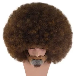 HPO Painter Jumbo Afro Wig With Full Beard And Moustache Set | Brown Celebrity Wigs | Premium Breathable Capless Cap SALE