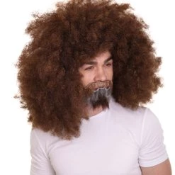 HPO Painter Jumbo Afro Wig With Full Beard And Moustache Set | Brown Celebrity Wigs | Premium Breathable Capless Cap SALE