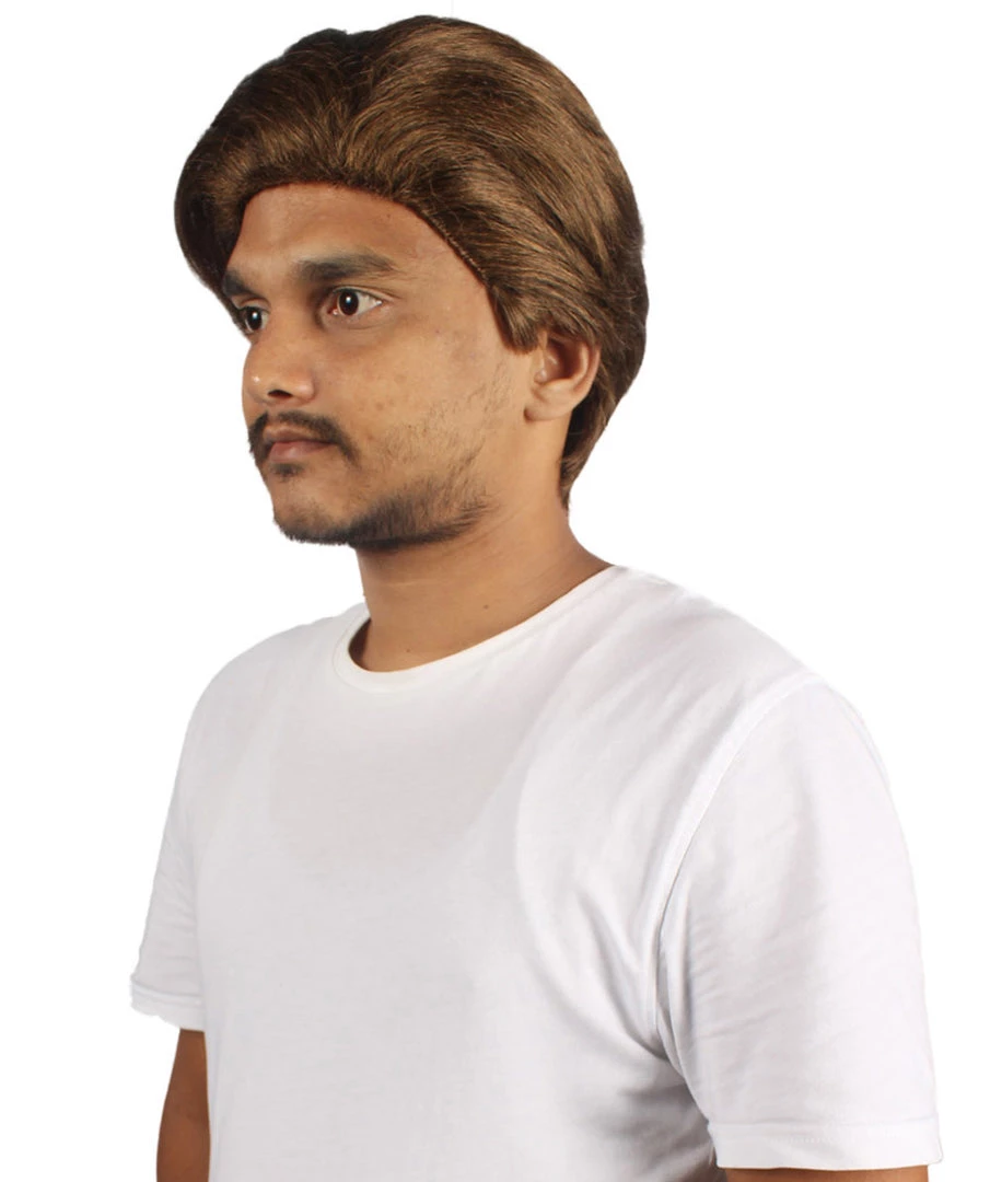 HPO Men Short TV Movie Brown Wig | Premium Breathable Capless Cap Men's 3 HPO Men Short TV Movie Brown Wig | Premium Breathable Capless Cap Men's