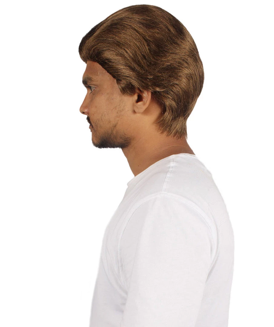 HPO Men Short TV Movie Brown Wig | Premium Breathable Capless Cap Men's 4 HPO Men Short TV Movie Brown Wig | Premium Breathable Capless Cap Men's