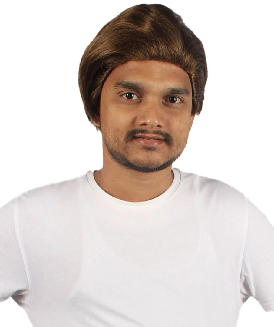 HPO Men Short TV Movie Brown Wig | Premium Breathable Capless Cap Men's 1 HPO Men Short TV Movie Brown Wig | Premium Breathable Capless Cap Men's