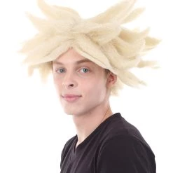 HPO Anime Spike Wig | Blonde TV/Movie Wigs | Premium Breathable Capless Cap