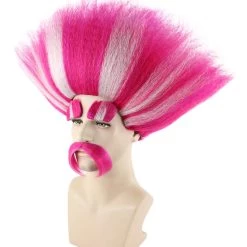 HPO Trol King Wig | Striped Square Pink Wig | Premium Halloween Wig SALE