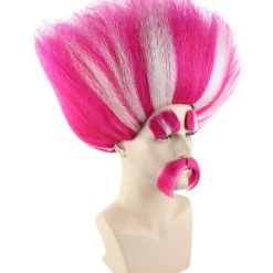 HPO Trol King Wig | Striped Square Pink Wig | Premium Halloween Wig SALE