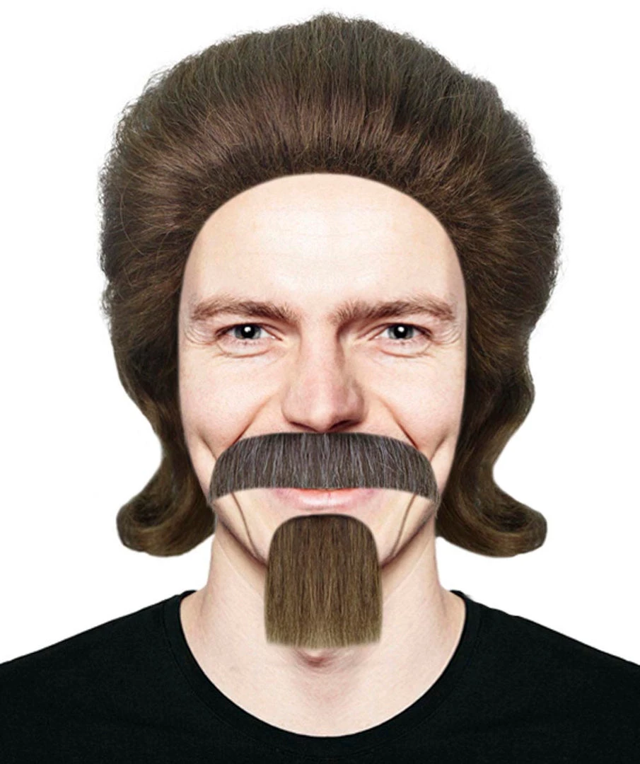 HPO 18th Century Officer Wig With Moustaches And Goatee Set | Brown Historical Wigs | Premium Breathable Capless Cap Men's Wigs 1 HPO 18th Century Officer Wig With Moustaches And Goatee Set | Brown Historical Wigs | Premium Breathable Capless Cap Men's Wigs