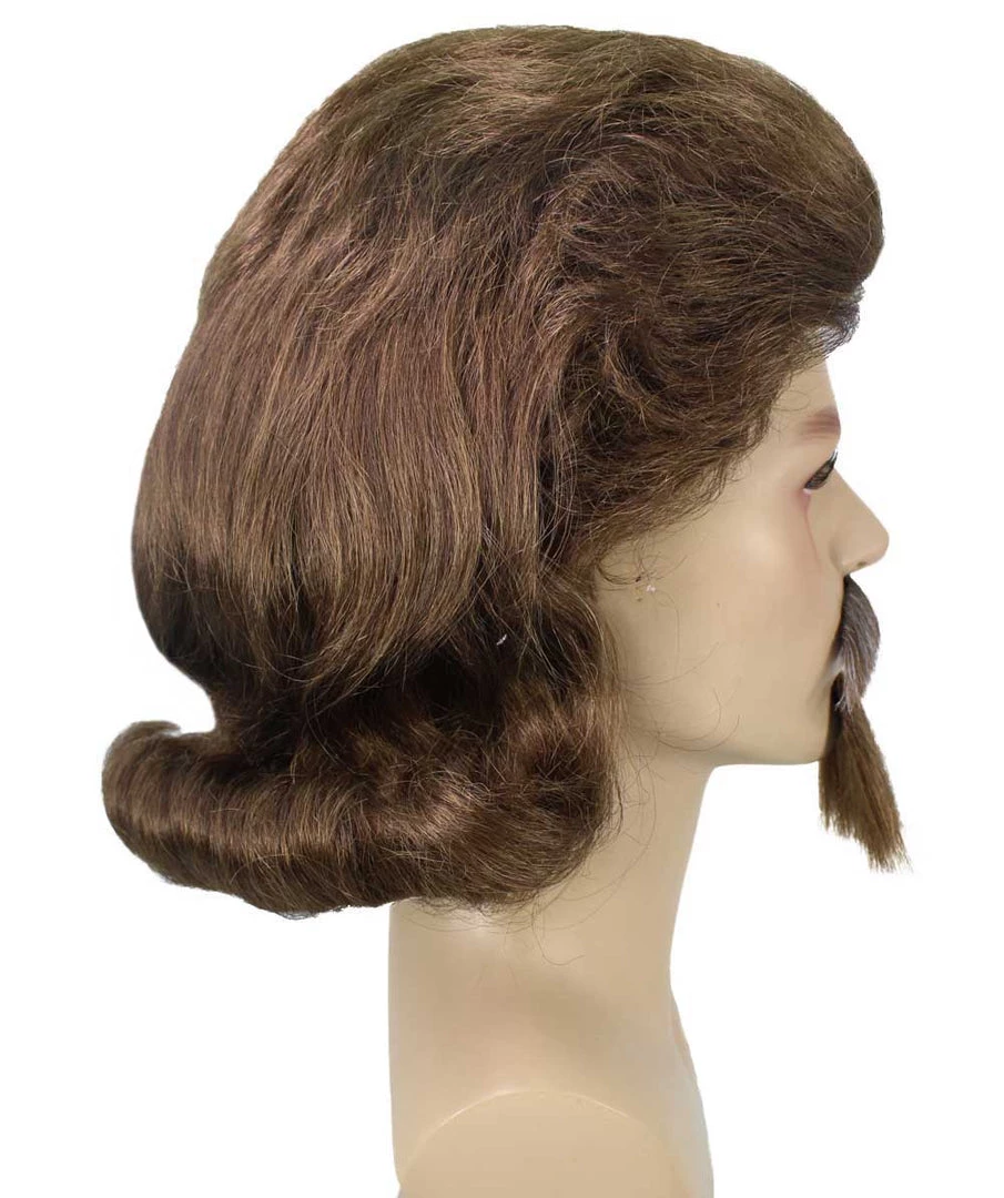 HPO 18th Century Officer Wig With Moustaches And Goatee Set | Brown Historical Wigs | Premium Breathable Capless Cap Men's Wigs 5 HPO 18th Century Officer Wig With Moustaches And Goatee Set | Brown Historical Wigs | Premium Breathable Capless Cap Men's Wigs