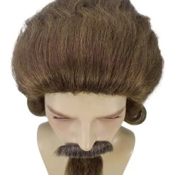 HPO 18th Century Officer Wig With Moustaches And Goatee Set | Brown Historical Wigs | Premium Breathable Capless Cap Men's Wigs 15 HPO 18th Century Officer Wig With Moustaches And Goatee Set | Brown Historical Wigs | Premium Breathable Capless Cap Men's Wigs