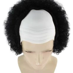 HPO Men's Half Bald Head Curly Men Wig, Black
