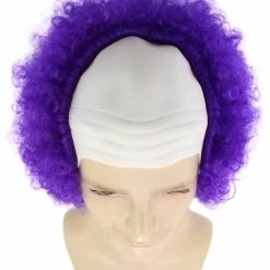 HPO Men's Half Bald Head Curly Men Wig, Black