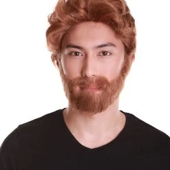 HPO Comic Superhero Brown Colour Wigs With Beard & Moustache For Men | Premium Breathable Capless Cap Men's