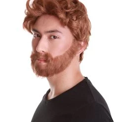 HPO Comic Superhero Brown Colour Wigs With Beard & Moustache For Men | Premium Breathable Capless Cap Men's