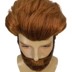 HPO Comic Superhero Brown Colour Wigs With Beard & Moustache For Men | Premium Breathable Capless Cap Men's