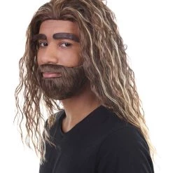 HPO Men's Sea Hero Wig With Moustach And Beard Set | Brown Wigs | Premium Breathable Capless Cap