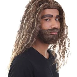 HPO Men's Sea Hero Wig With Moustach And Beard Set | Brown Wigs | Premium Breathable Capless Cap