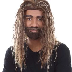 HPO Men's Sea Hero Wig With Moustach And Beard Set | Brown Wigs | Premium Breathable Capless Cap