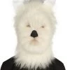 HPO Furry Dog Collection | Men's White Furry Dog Costume Cosplay Wig & Mask | Premium Breathable Capless Cap