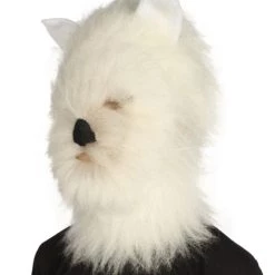 HPO Furry Dog Collection | Men's White Furry Dog Costume Cosplay Wig & Mask | Premium Breathable Capless Cap