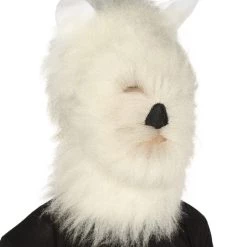 HPO Furry Dog Collection | Men's White Furry Dog Costume Cosplay Wig & Mask | Premium Breathable Capless Cap