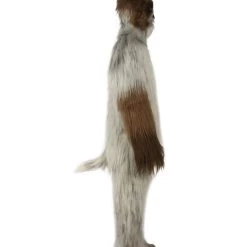 HPO Furry Fox Collection | Men's White And Brown Spiked Furry Cat Cosplay Costume With Tail