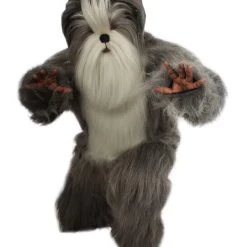 HPO Furry Dog Collection | Men's White And Grey Straight Long Furry Dog Cosplay Costume With Tail