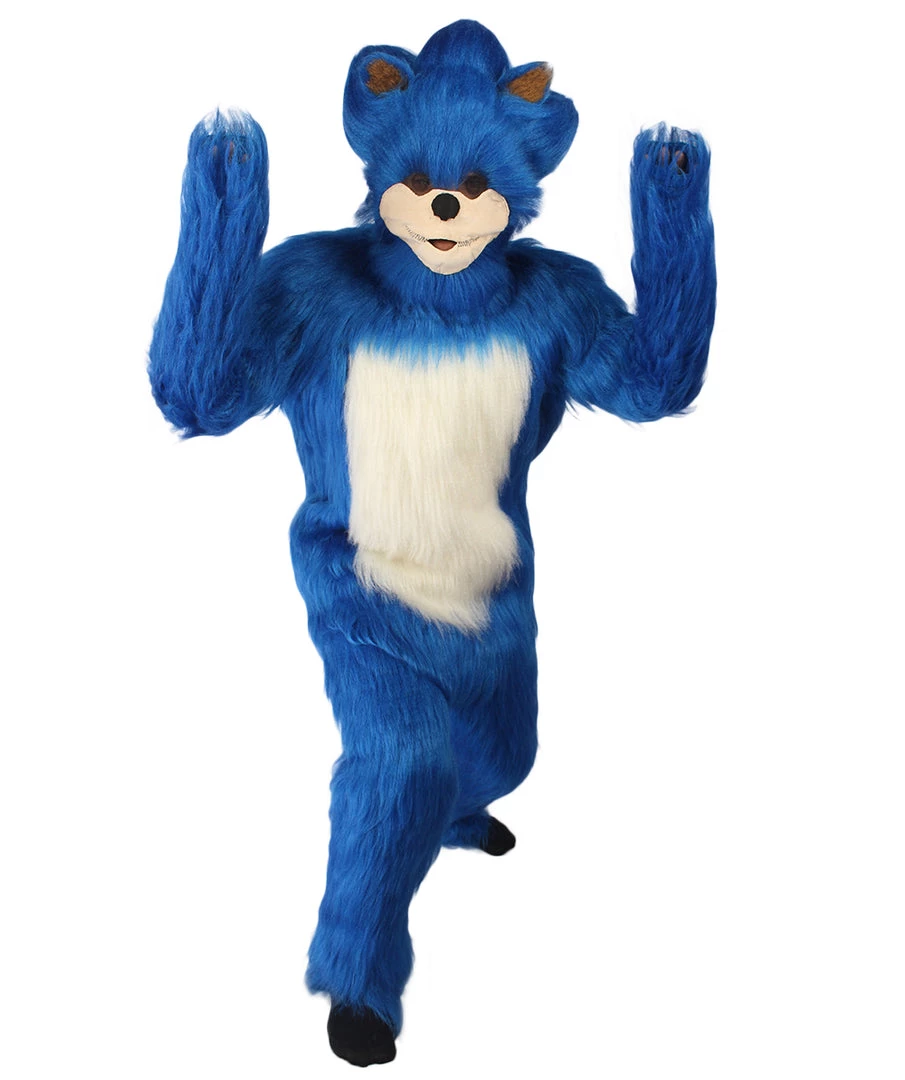 HPO Furry Game Costume | Men's White And Blue Straight Long Furry Hedghog Cosplay Costume 1 HPO Furry Game Costume | Men's White And Blue Straight Long Furry Hedghog Cosplay Costume